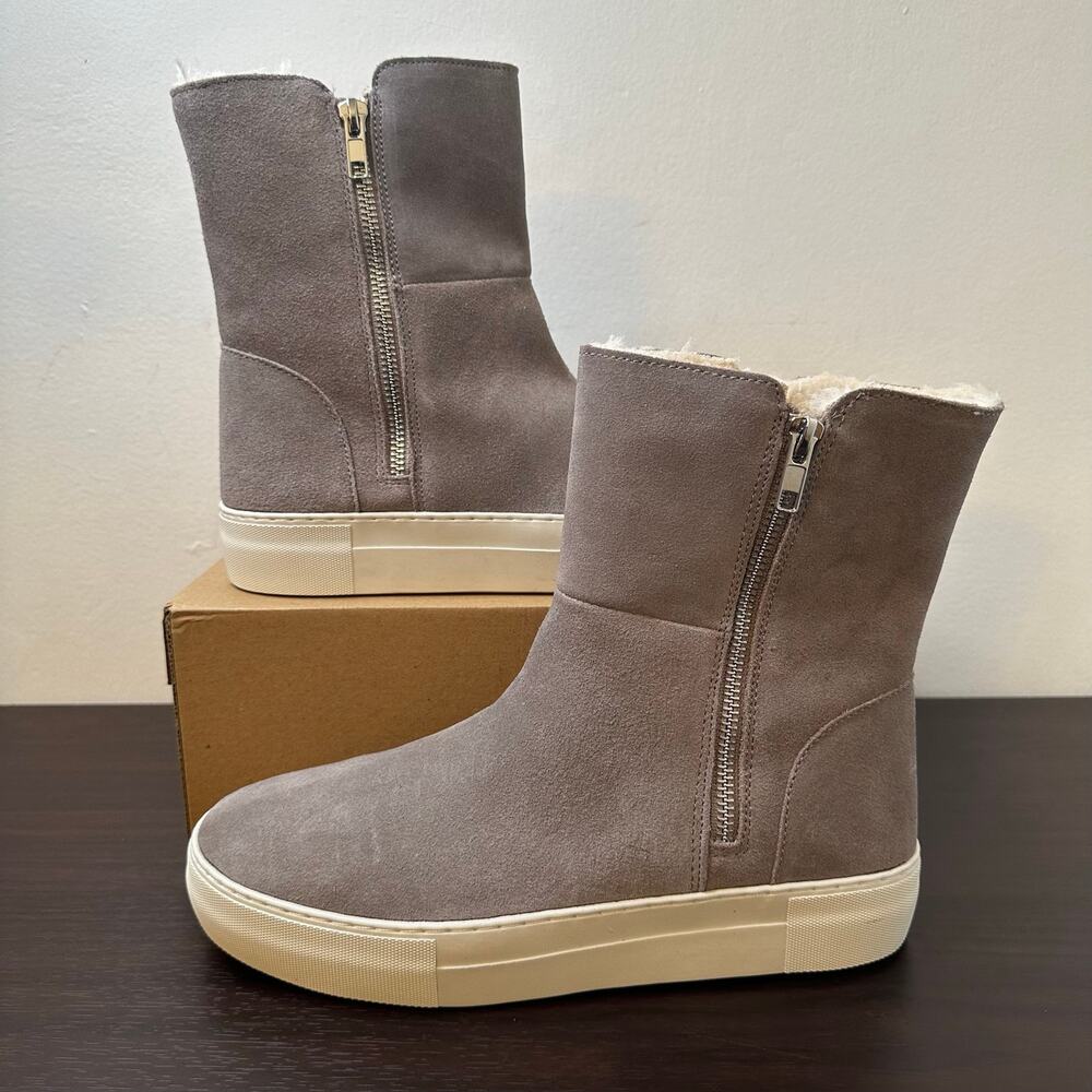 Steve Madden Boost Gray Suede Faux Fur lined Sneaker Boot, Size 8.5, Casual New